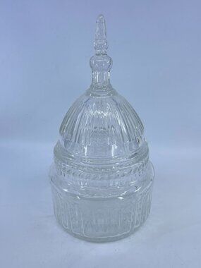 vintage crystal lidded candy Jar domed shaped lid resembling capitol building